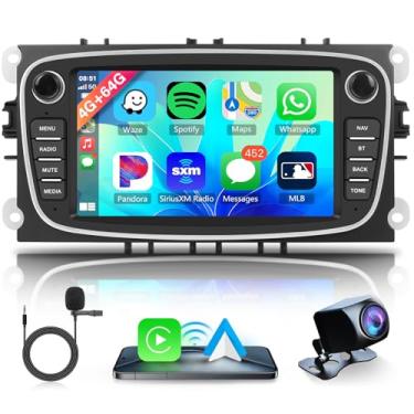 Imagem de [4G + 64G] Rádio automotivo Android para Ford Fusion Focus 2008-2011 com CarPlay sem fio Android Auto, rádio automotivo de 17 polegadas com Bluetooth, GPS, WiFi, rádio FM RDS, SWC, câmera