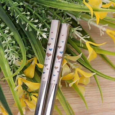 Imagem de Generic Pauzinhos de Sushi de Aço Inoxidável Padrão de Gravação Durável para Fácil Uso Perfeito para Comida Chinesa, Conjunto Seguro para Máquina de Lavar Louça de Sushi Japonês de 1 par / Macarrão,