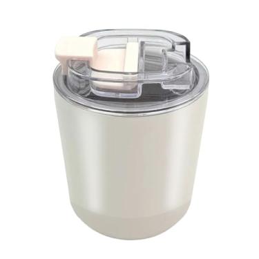 Imagem de DEQIANG Caneca de viagem, caneca de café isolada com tampa à prova de vazamento, copos de café de aço inoxidável de parede dupla a vácuo para café de água quente e fria (branco cremoso, 250 ml)