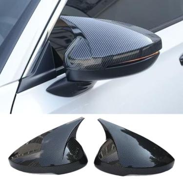 Imagem de 2 peças compatíveis com Honda Civic 2025 2024 2023 2022 acessórios aparência agressiva capa de espelho lateral de porta esportiva exterior guarnições de proteção de espelho retrovisor - fibra de