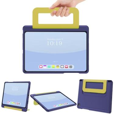 Imagem de INFILAND Capa infantil para Samsung Galaxy Tab A11+ Plus/A9+ Plus 11 polegadas (2023/2025), capa protetora durável e macia à prova de choque com alça (azul-escuro e verde claro)