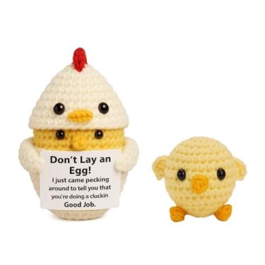 Imagem de PCIQUTE Funny Handmade Crocheted Eggs with Cluckin' Good Job Encouragement Cards, Chick Inside – Gift for Eggs Lovers, Coworkers (Women & Men), Humorous Emotional Support Animal Present