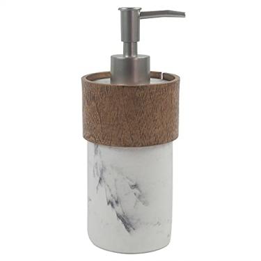 Imagem de Porta Sabonete Liquido Branco Marmorizado Detalhe Estilo Madeira em Resina 19,5cm PO0131 BTC