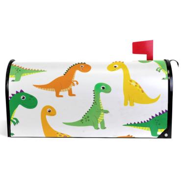 Imagem de TSENQUE Capas magnéticas decorativas para caixa de correio de outono envoltório de caixa de correio moderna decorações de caixa de correio bonito desenho animado dinossauro tamanho padrão 52,6 x 45,8