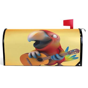 Imagem de TSENQUE Capas de caixa de correio magnéticas sazonais alegres papagaio amarelo outono caixa de correio envoltório vinil caixa de correio moderna decoração de jardim tamanho padrão 52,6 x 45,8 cm