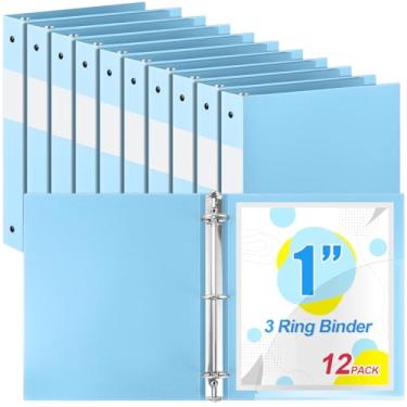 Imagem de Henoyso Fichário de plástico com 3 anéis, fichário flexível, tamanho carta, tamanho 21 x 28 cm, comporta até 225 folhas com 1 bolso, fichário versátil para escola, escritório, casa (2,5 cm, azul claro