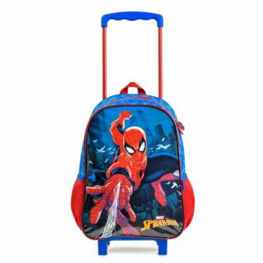 Imagem de Mochila de Rodinha Infantil Masculina Homem Aranha Azul - Bagaggio, U,