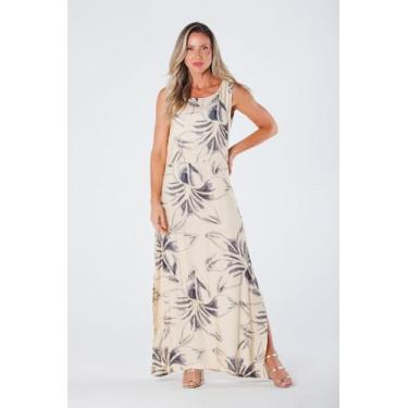 Imagem de Vestido Longo sem Manga com Fendas Laterais e Estampa Digital Viscose 