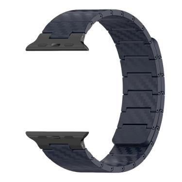 Imagem de MGTCAR Pulseira masculina magnética de fibra de carbono para Apple Watch séries 10, 9, 8, 7, 6, 5, Se 4 mm, azul, S10 de 42 mm