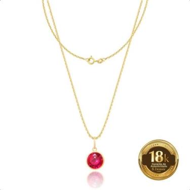 Imagem de Cordão Feminino Ouro 18k + Ponto De Luz - SofistGold, Vermelho rubi, 4