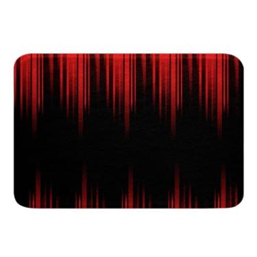 Imagem de Erosebridal Tapetes de banho ombré abstratos tapetes de banheiro vermelhos e pretos para meninas meninos crianças adultos, gradiente geométrico listrado tapete de banho decoração de banheiro moderna,