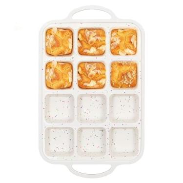 Imagem de SJ Forma de brownie de silicone com divisórias, moldura reforçada com metal, 12 cavidades cada, silicone antiaderente de grau alimentício, pode ser lavado na lava-louças — assa quadrados limpos para