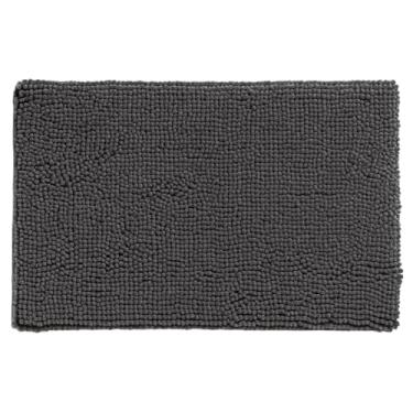 Imagem de Tapete Banheiro 38x58cm Antiderrapante Bolinha Macarrão lavabo casa felpudo box absorvente água(Kit 2,Cinza Escuro)