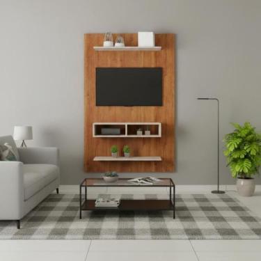 Imagem de Painel Moderno para TV Até 50" com Nicho e Prateleiras - Repleta, Mel 