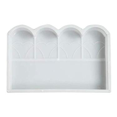 Imagem de Molde de concreto para cerca Molde de caminho de jardim de plástico Molde de tijolo de cimento Faça você mesmo Ferramenta de cerca de jardim para pátio branco