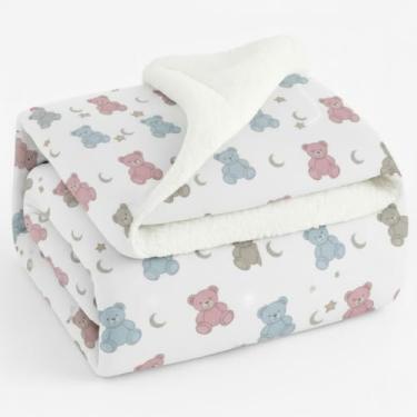 Imagem de Cobertor- Dupla face sherpa felpuda - Antialérgico(Urso Rosa)