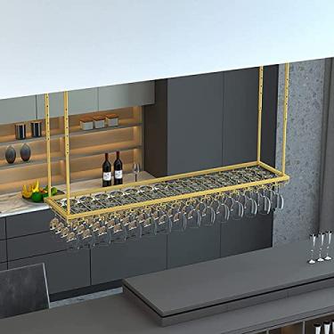 Imagem de Suporte de taças de metal, suporte de taça de vinho de ferro, suporte de pendurar para copos de vinho montado no teto, suporte de taça ajustável de altura industrial, para bares, restaurantes