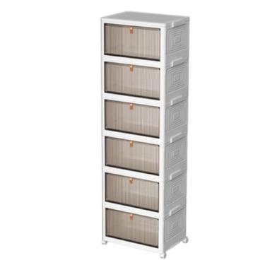 Imagem de Organizador de sapato, organizador de sapatos, caixa de armazenamento de sapatos, suporte dobrável integrado para compartimento de entrada e corredor (branco, 6 camadas)