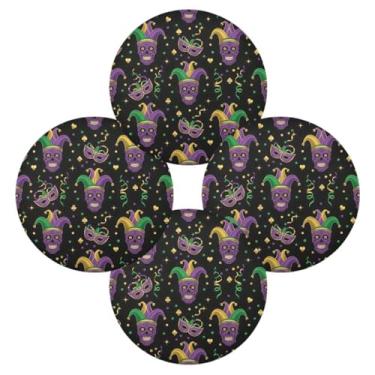 Imagem de Wassud Jogo americano conjunto de 4 tapetes de mesa redondos de carnaval para cozinha e jantar tapetes laváveis resistentes ao calor para decoração de mesa 39 cm