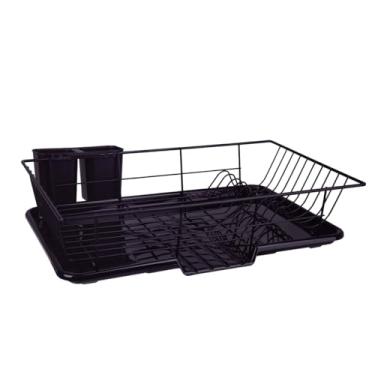 Imagem de Escorredor de Pratos e Copos em Aço com Porta-Talheres e Coletor de Água para Cozinha