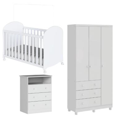 Imagem de Kit Berço, Cômoda e Guarda Roupa Peroba Smim Quarto Infantil