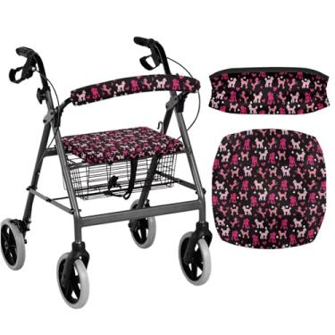 Imagem de Pxjivorg Capa de assento rosa para andador de cachorro rollator para mulheres capas de assento e encosto de andador laváveis para idosos com capas de assento