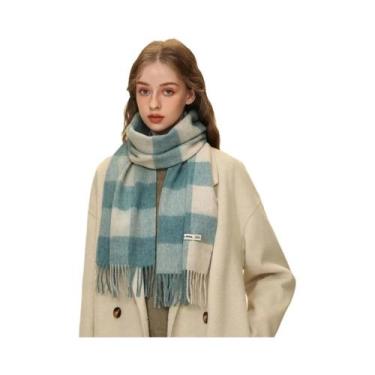 Imagem de Cachecol Grande Amarelo Com Franjas Em Lã Pura Britânica De Cashmere Q