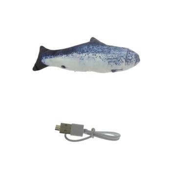 Imagem de Peixe Realista Pelúcia Azul Mexe Catnip Cães Gatos Usb Pets