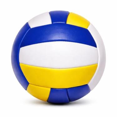 Imagem de Bola de Vôlei Oficial Azul Branco Amarelo Couro Sintético Premium Para Vôlei de Quadra e Areia Prática de Esportes e Brincadeiras