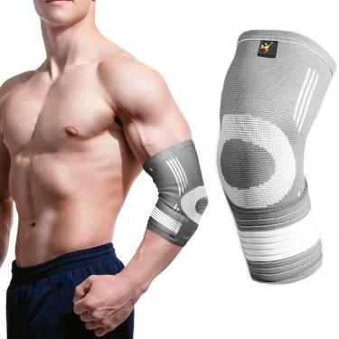 Imagem de Cotoveleira Elástica Gold Sports Pro Bilateral de Compressão Com Bandagem de Ajuste-Unissex