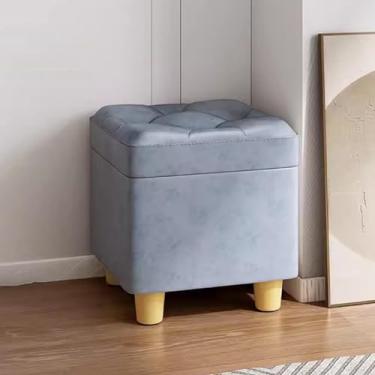 Imagem de Apoio para os pés otomano Blue Storage – banco acolchoado de 32 cm/38 cm, banco para varanda e sofá, banco quadrado para mudança de sapatos, baú de armazenamento pequeno versátil, perfeito para