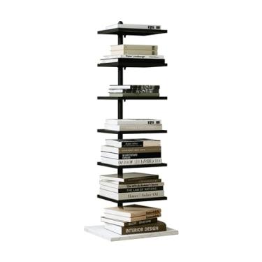 Imagem de Torre de livros de lombada metálica, estante invisível de piso de 5/7 camadas, rack de armazenamento de canto criativo, torre de estante de livros para escritório em casa, sala de estar, quarto