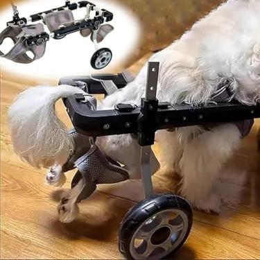 Imagem de Auxiliar de mobilidade para cães com deficiência - Cadeira de rodas com carrinho de 2 rodas com arnês macio para suporte das pernas traseiras, andador ajustável para cachorros e raças pequenas (médio)