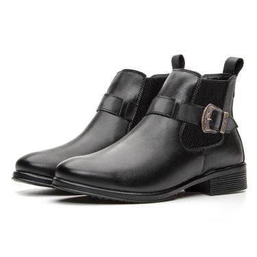 Imagem de Bota Chelsea Feminina Couro Látego Confortável Cano Curto Casual