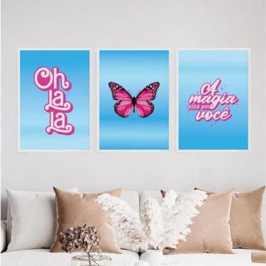 Imagem de Kit 3 Quadros Ohlala- A Magia Está Em Você 45X34Cm Branca