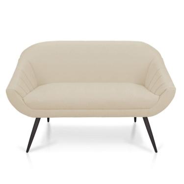 Imagem de Namoradeira Giovana 02 Lugares Linho Pés Palito De Ferro A19 Grosso Bege