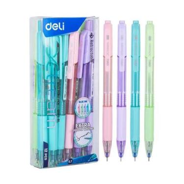 Imagem de Caneta Esferográfica Deli Xtream Ponta Mini 0,7mm Azul - Embalagem com