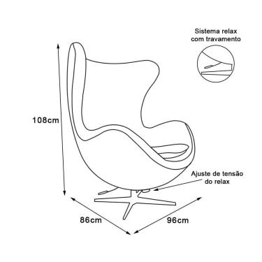 Imagem de Poltrona Egg Com Puff Base Alumínio Em Sued Preto
