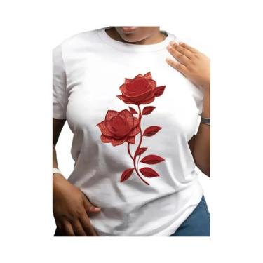 Imagem de Camiseta Casual Feminina Com Gola Redonda, Essenciais Para Todas as Es