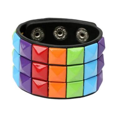Imagem de Pulseira Unissex De Couro PU Estilo Punk Rock Hip Hop Com Caveira, Cor
