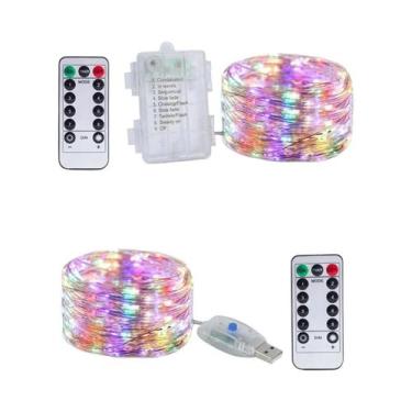 Imagem de Luzes De Fada LED Com Fio Prateado De 5M, 10M, 20M Com Controle Remoto
