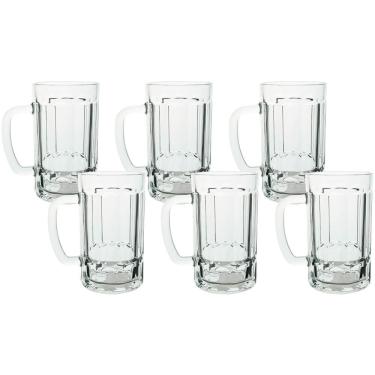 Imagem de Jogo de Canecas de Chopp e Cerveja  de Vidro 360ml 6 Peça  - Seu Lar