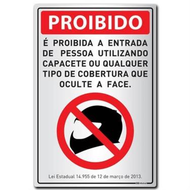 Imagem de Placa de Alumínio Autoadesiva 16x23cm é Proibida A Entrada de Pessoas Utilizando Capace...