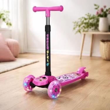Imagem de Patinete Infantil 3 Rodas com Leds Etitoys Rosa Leve Seguro