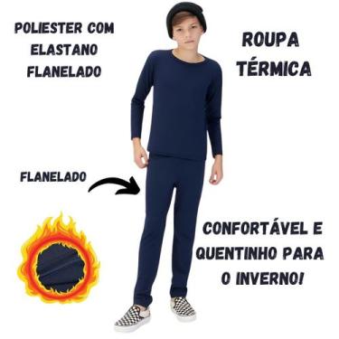 Imagem de Conjunto Térmico Segunda Pele Flanelado Quentinho Inverno Calça Blusa 