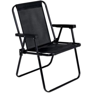 Imagem de Cadeira de Praia Alta em Alumínio Preta até 100kg MOR