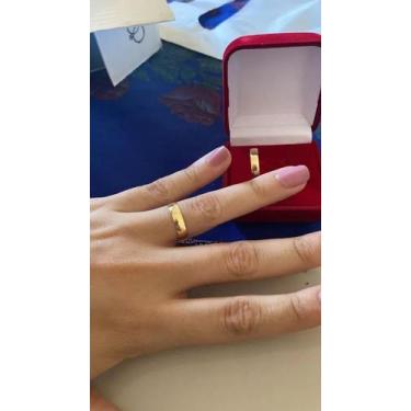 Imagem de Par de alianças ouro 14k 4mm tradicionais Casamento noivado - Believe