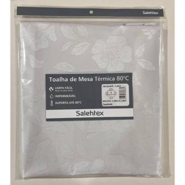 Imagem de Toalha de Mesa Térmica Jacquard Branco Salehtex Impermeável