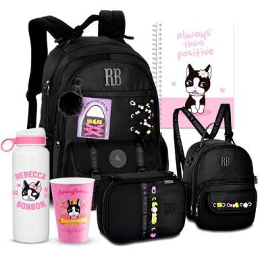 Imagem de Kit Mochila Rebecca Bonbon Escolar Feminina Estojo Lancheira, 18 litro