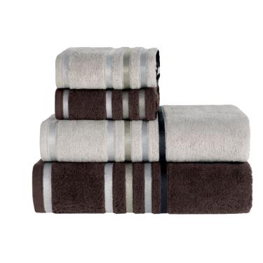 Imagem de Jogo Toalhas de Banho e Banhão 4 peças Lumina Unika Karsten Cinza Claro e Escuro Fio Penteado
